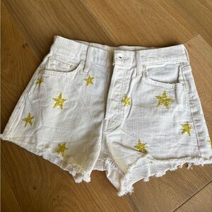 MOTHER Denim Tomcat Kit Fray Short - Star Embroidered